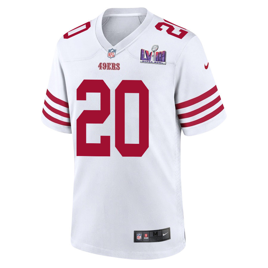 Alternative view of Ambry Thomas 20 San Francisco 49ers Super Bowl LVIII Patch Game Men Jersey - White JS4372 nicesnker