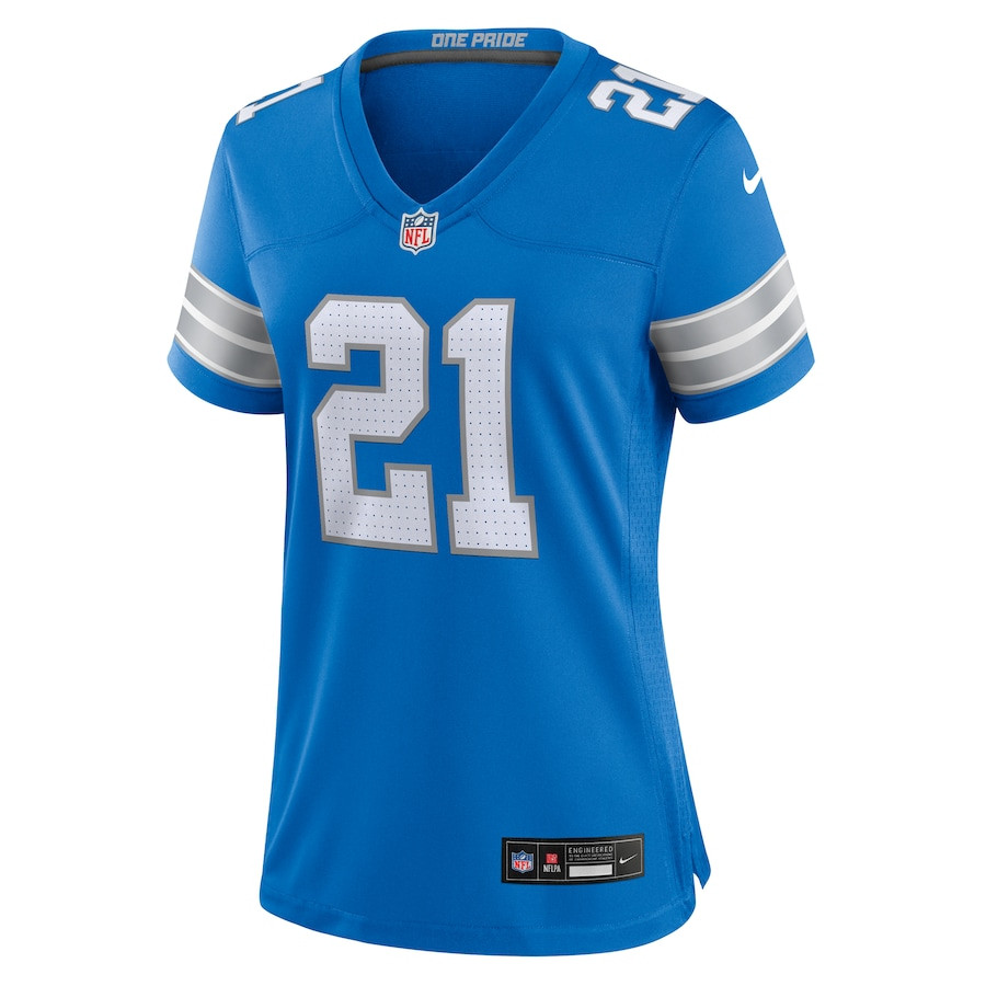 Alternative view of Amik Robertson 21 Detroit Lions Team Game Women Jersey - Blue JS6687 nicesnker