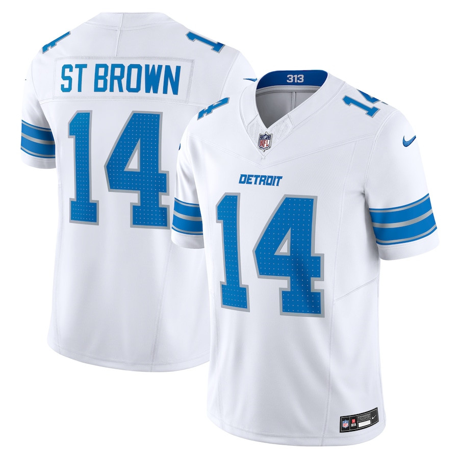 Amon-Ra St. Brown 14 Detroit Lions Vapor F.U.S.E. Limited Jersey - White JS7258 nicesnker