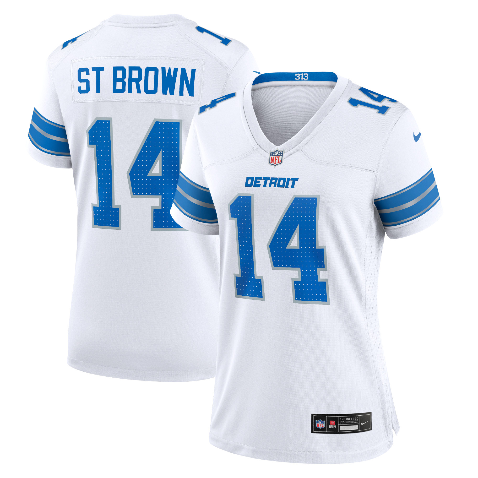 Amon-Ra St. Brown 14 Detroit Lions Women's White Game Jersey - White JS8705 nicesnker