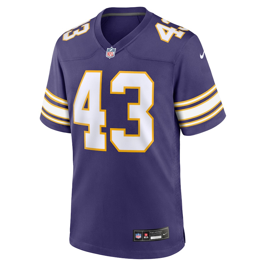 Alternative view of Andrew Van Ginkel 43 Minnesota Vikings Alternate Game Men Jersey - Purple JS8663 nicesnker