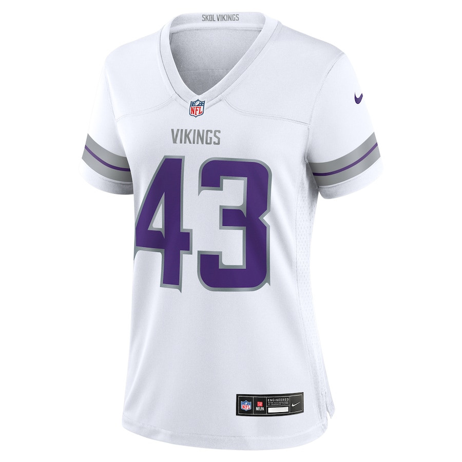 Alternative view of Andrew Van Ginkel 43 Minnesota Vikings Women's Alternate Game Jersey - White JS5620 nicesnker