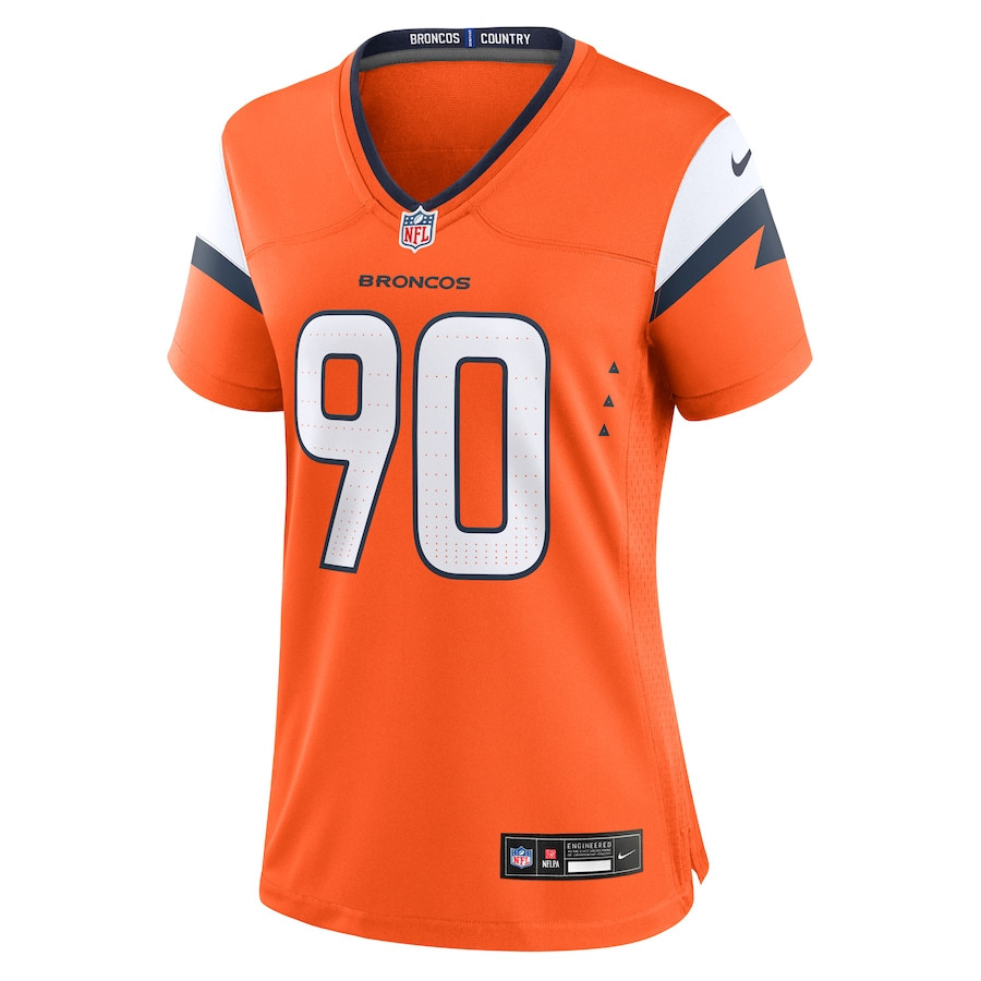 Alternative view of Angelo Blackson 90 Denver Broncos Women's Game Jersey - Orange JS1171 nicesnker