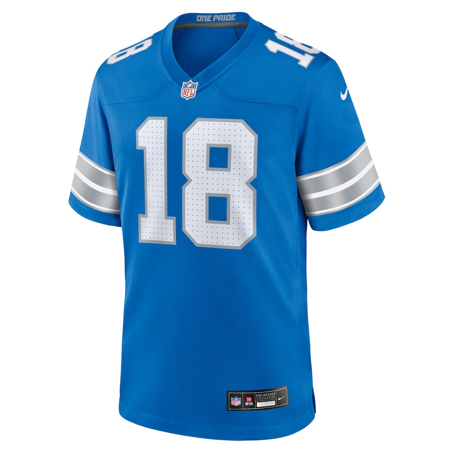 Alternative view of Antoine Green 18 Detroit Lions Team Game Men Jersey - Blue JS7629 nicesnker