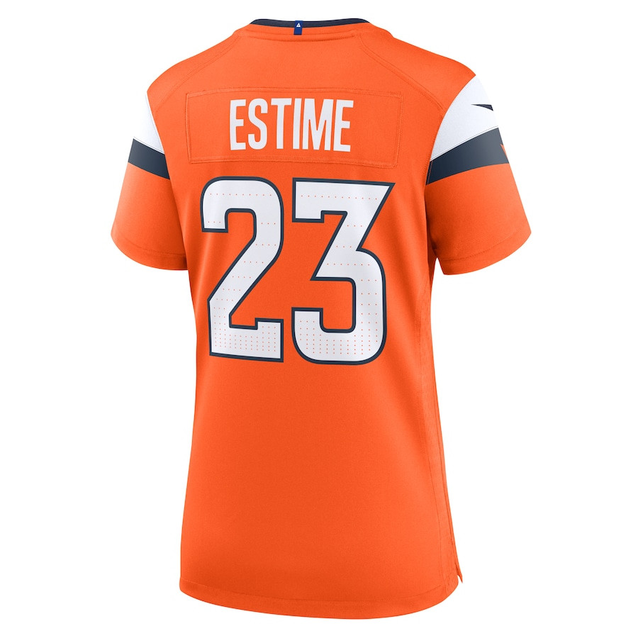 Audric Estime 23 Denver Broncos Women's Team Game Jersey - Orange JS4145 nicesnker - Image 3