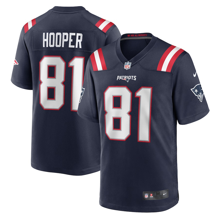 Austin Hooper 81 New England Patriots Team Game Men Jersey - Navy JS5018 nicesnker