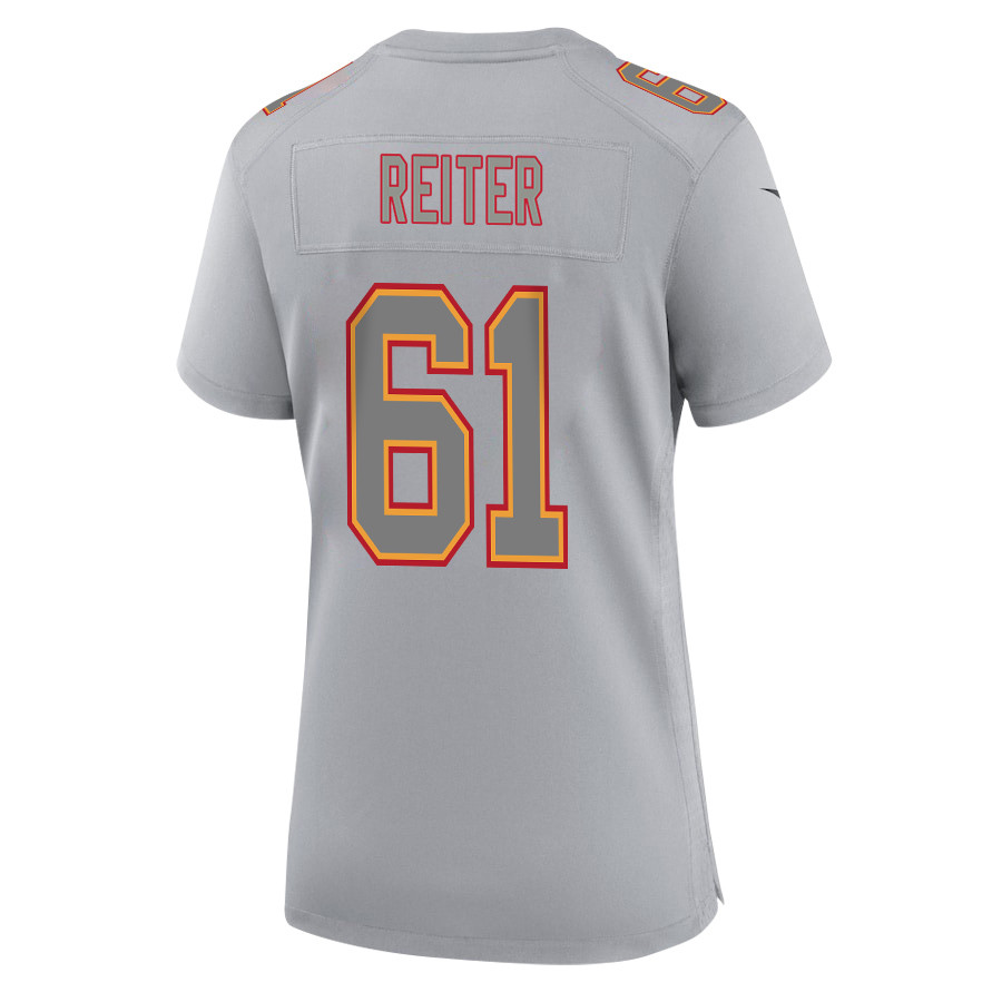 Alternative view of Austin Reiter 61 Kansas City Chiefs Super Bowl LVIII Champions 4X Atmosphere Fashion Game Women Jersey - Gray JS4166 nicesnker