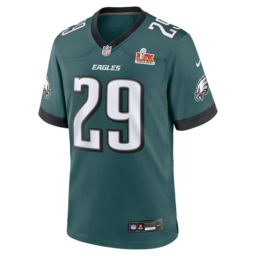 Alternative view of Avonte Maddox #29 Philadelphia Eagles Super Bowl LIX Jersey - Men's - Midnight Green JS6502 nicesnker