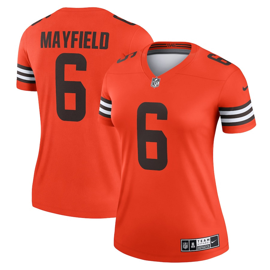 Baker Mayfield 6 Cleveland Browns Women Inverted Legend Jersey - Orange JS6128 nicesnker