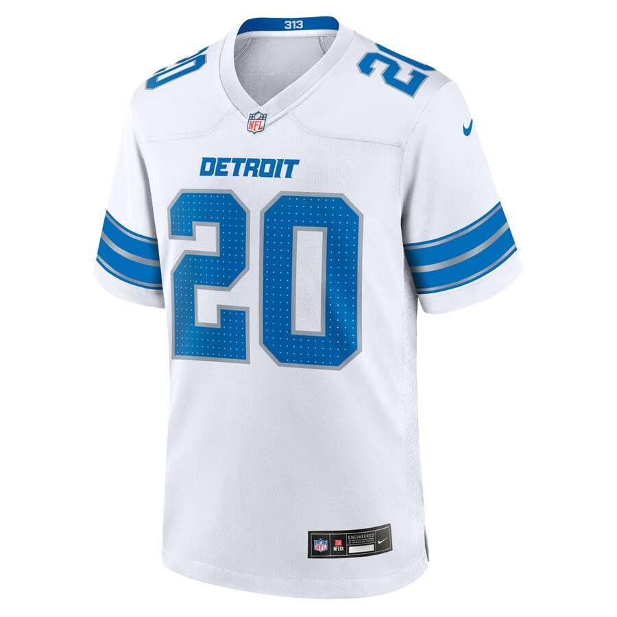 Alternative view of Barry Sanders 20 Detroit Lions Retired Player Game Men Jersey - White JS1718 nicesnker