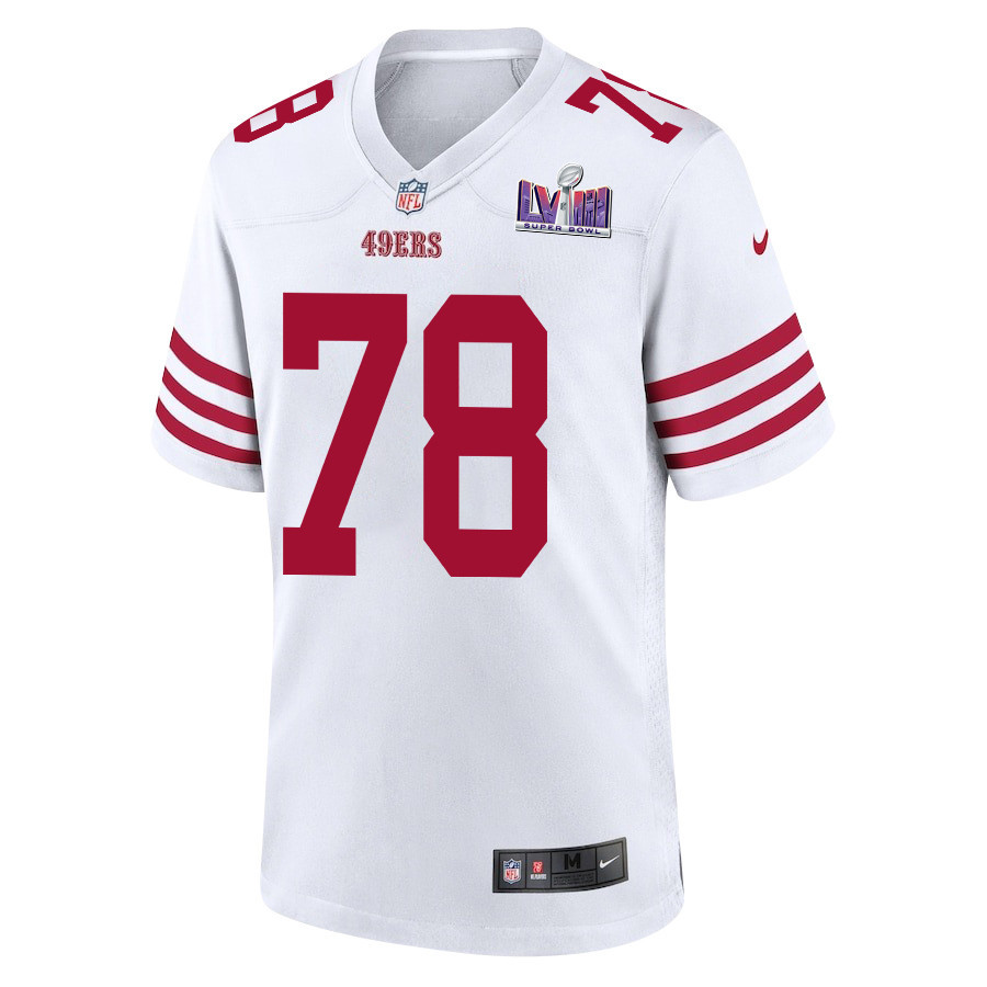 Alternative view of Ben Bartch 78 San Francisco 49ers Super Bowl LVIII Patch Game Men Jersey - White JS3795 nicesnker