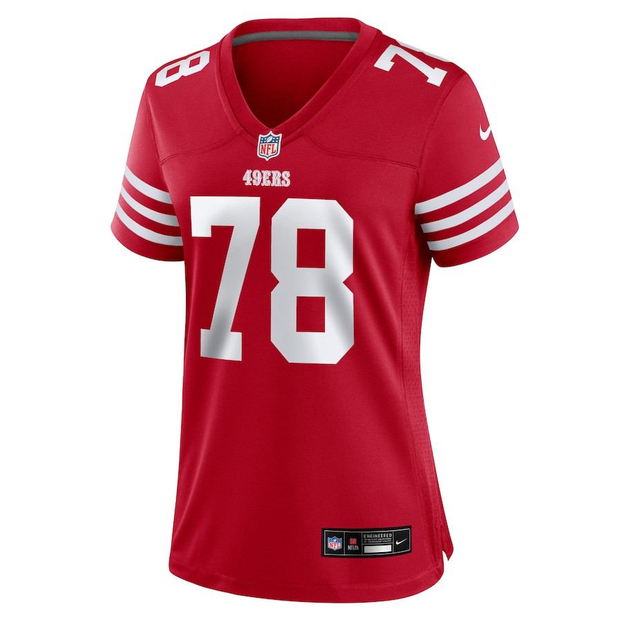 Alternative view of Ben Bartch 78 San Francisco 49ers Women's Game Jersey - Scarlet JS8237 nicesnker