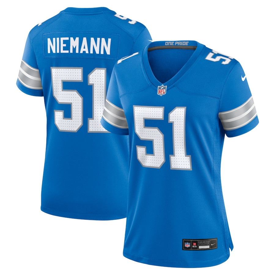 Ben Niemann 51 Detroit Lions Women's Team Game Jersey - Blue JS9849 nicesnker