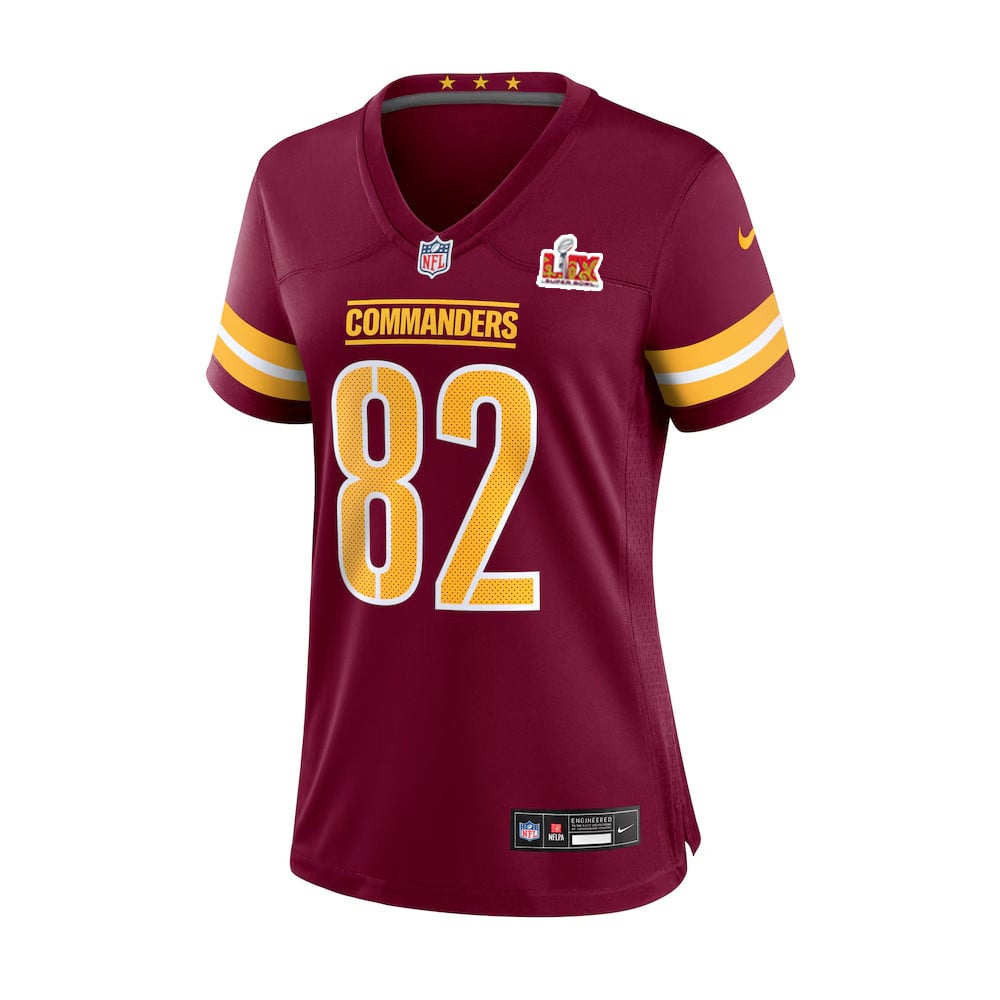 Alternative view of Ben Sinnott #82 Washington Commanders Super Bowl LIX Women's Jersey - Burgundy JS8705 nicesnker