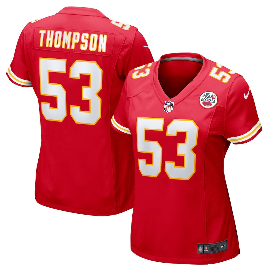 BJ Thompson 53 Kansas City Chiefs Women's Game Jersey - Red JS6857 nicesnker