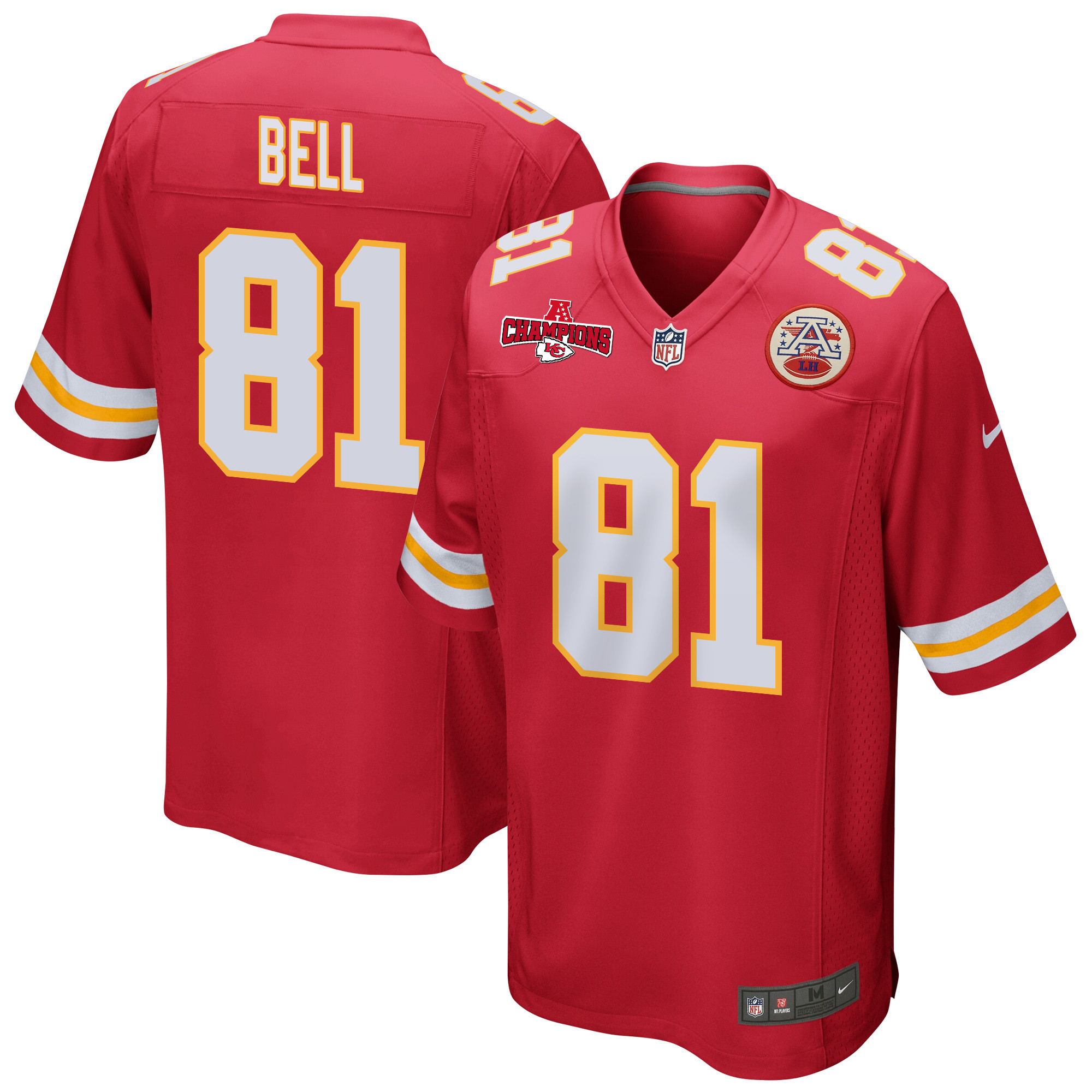 Blake Bell 81 Kansas City Chiefs AFC Champions Patch Game Men Jersey - Red JS5417 nicesnker