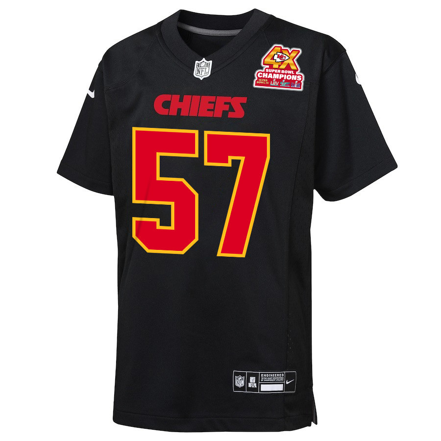 Alternative view of Blake Bell 81 Kansas City Chiefs Super Bowl LVIII Champions 4X Fashion Game YOUTH Jersey - Carbon Black JS4830 nicesnker