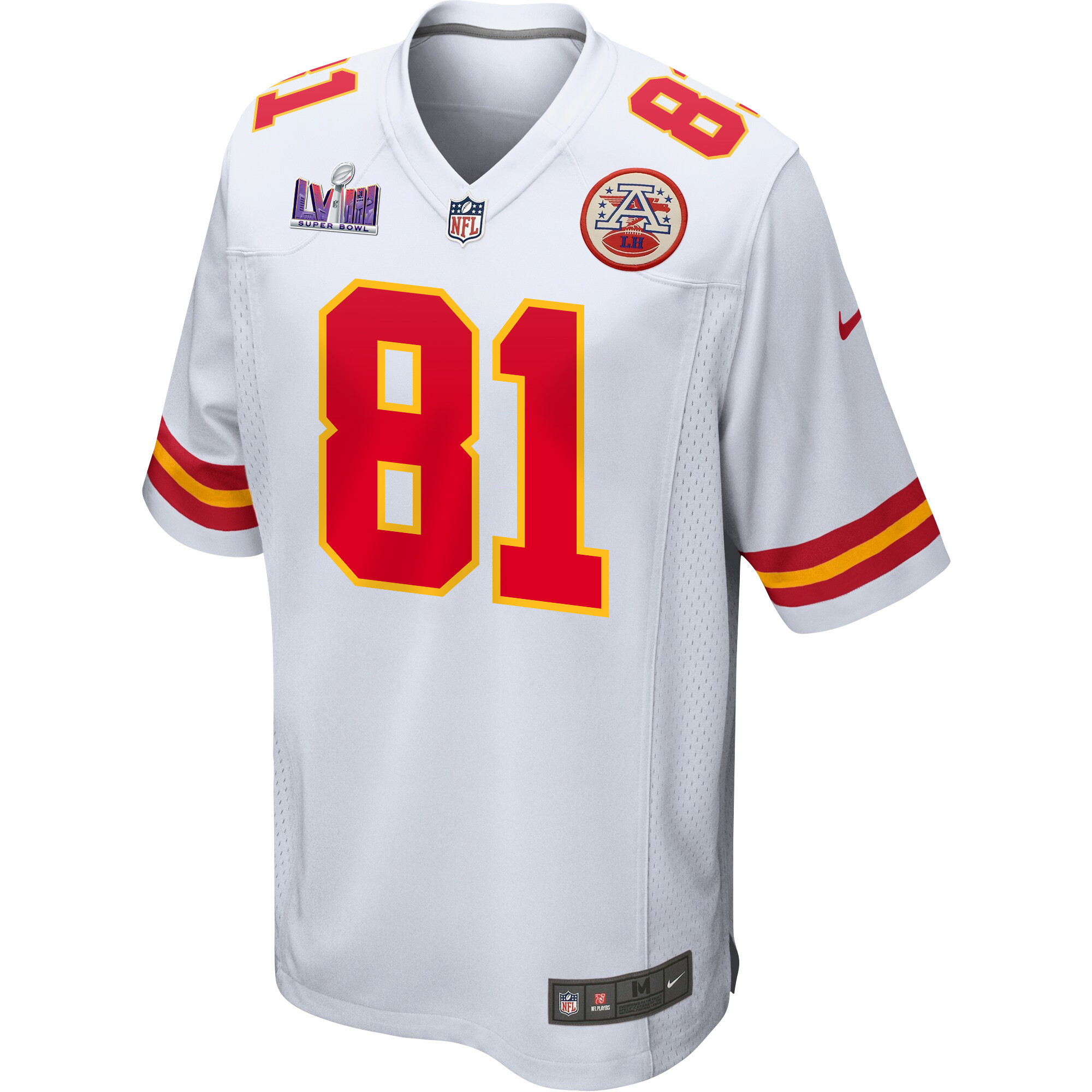 Alternative view of Blake Bell 81 Kansas City Chiefs Super Bowl LVIII Patch Game Men Jersey - White JS7947 nicesnker