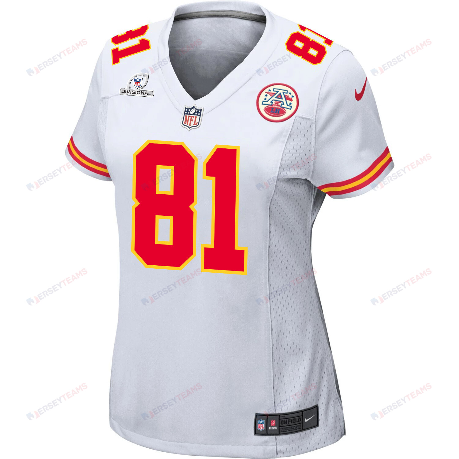 Alternative view of Blake Bell 81 Kansas City Chiefs Super Bowl LVIII Patch Game Women Jersey - White JS6187 nicesnker