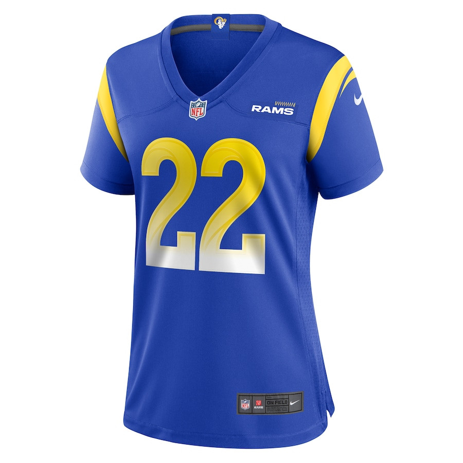 Alternative view of Blake Corum 22 Los Angeles Rams Game Women Jersey - Royal JS4700 nicesnker