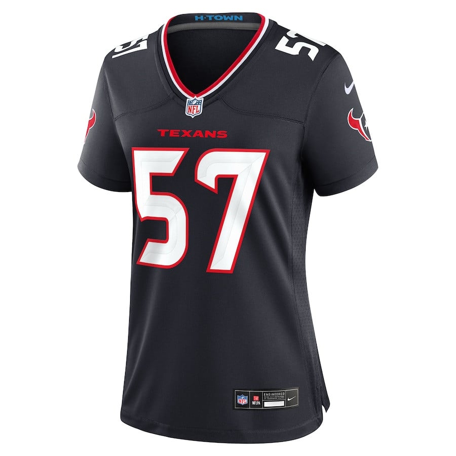 Alternative view of Blake Fisher 57 Houston Texans Women's Team Game Jersey - Navy JS3672 nicesnker