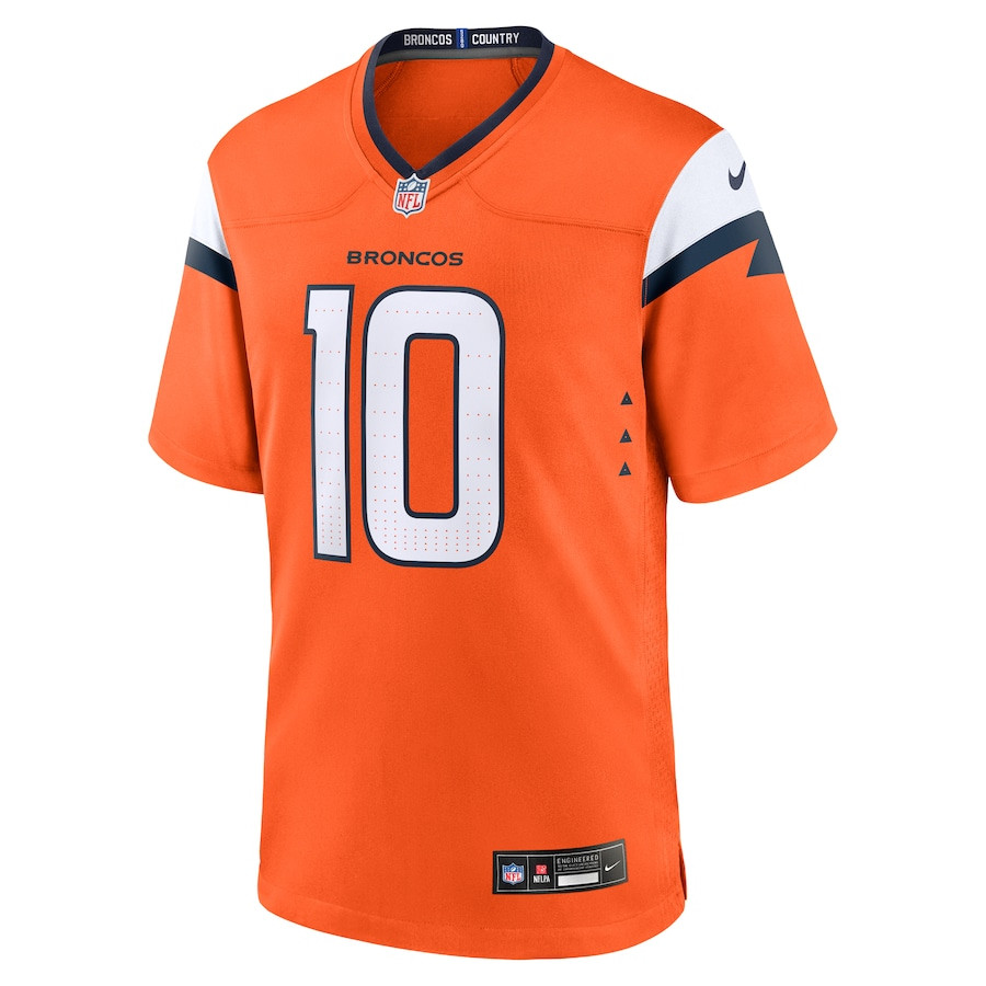 Alternative view of Bo Nix 10 Denver Broncos Player Game Men Jersey - Orange JS9219 nicesnker