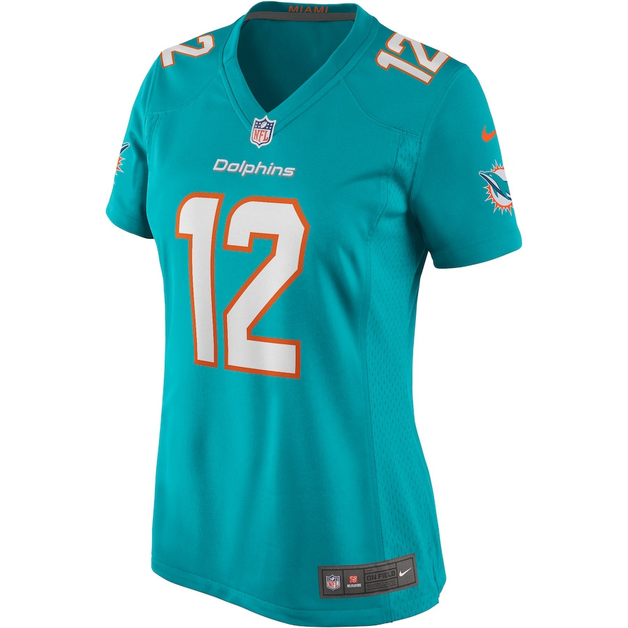 Alternative view of Bob Griese 12 Miami Dolphins Women Game Retired Jersey - Aqua JS1547 nicesnker