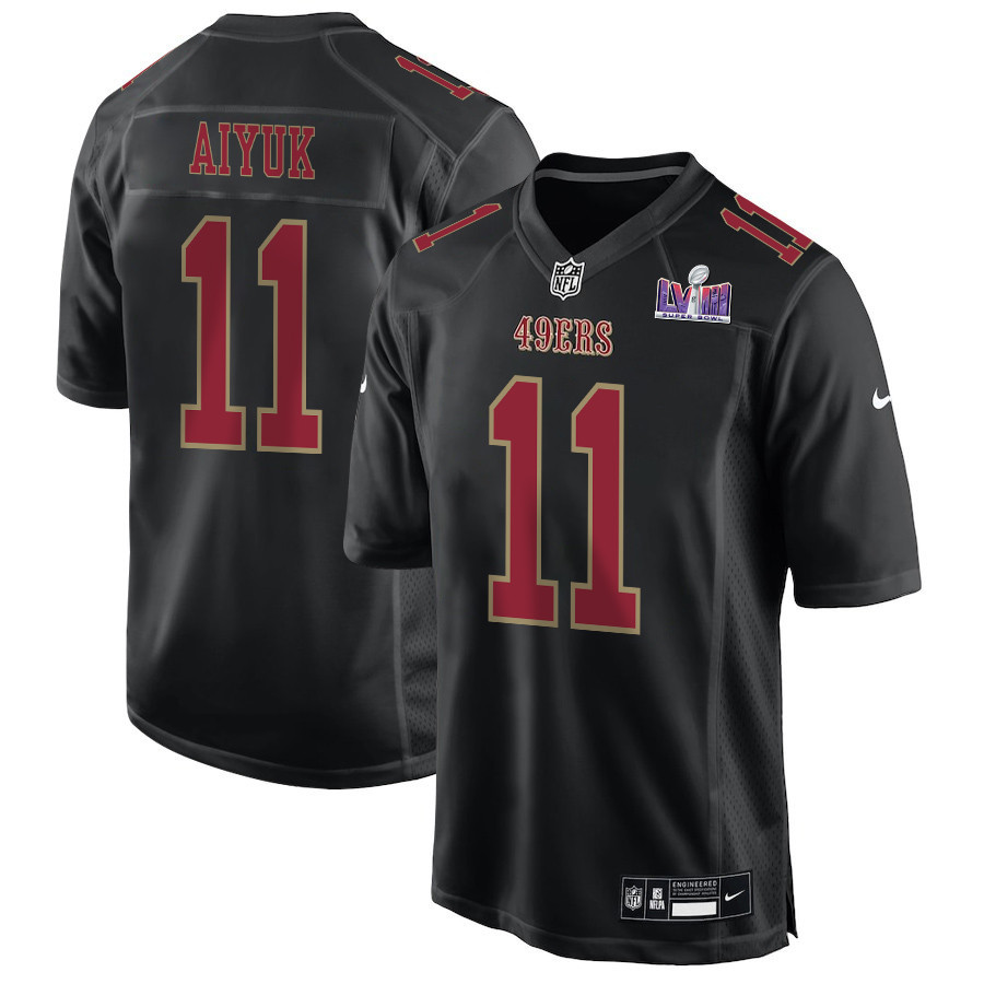 Brandon Aiyuk 11 San Francisco 49ers Super Bowl LVIII Patch Fashion Game Men Jersey - Carbon Black JS8821 nicesnker