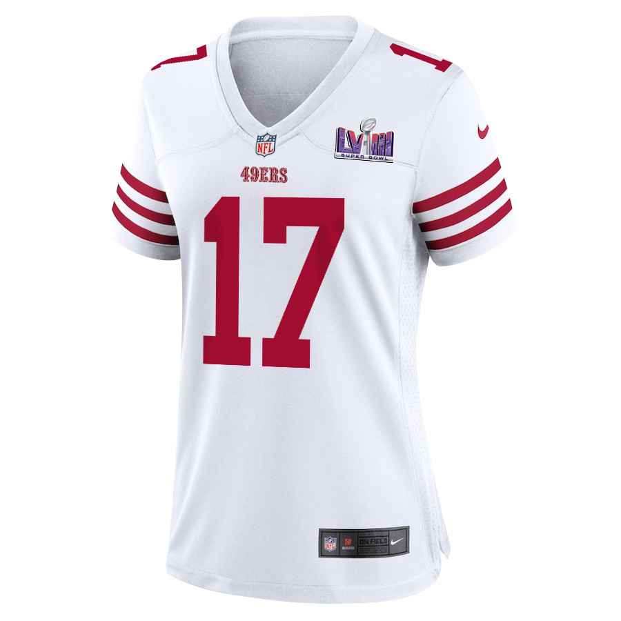 Alternative view of Brandon Allen 17 San Francisco 49ers Super Bowl LVIII Patch Game Women Jersey - White JS5899 nicesnker
