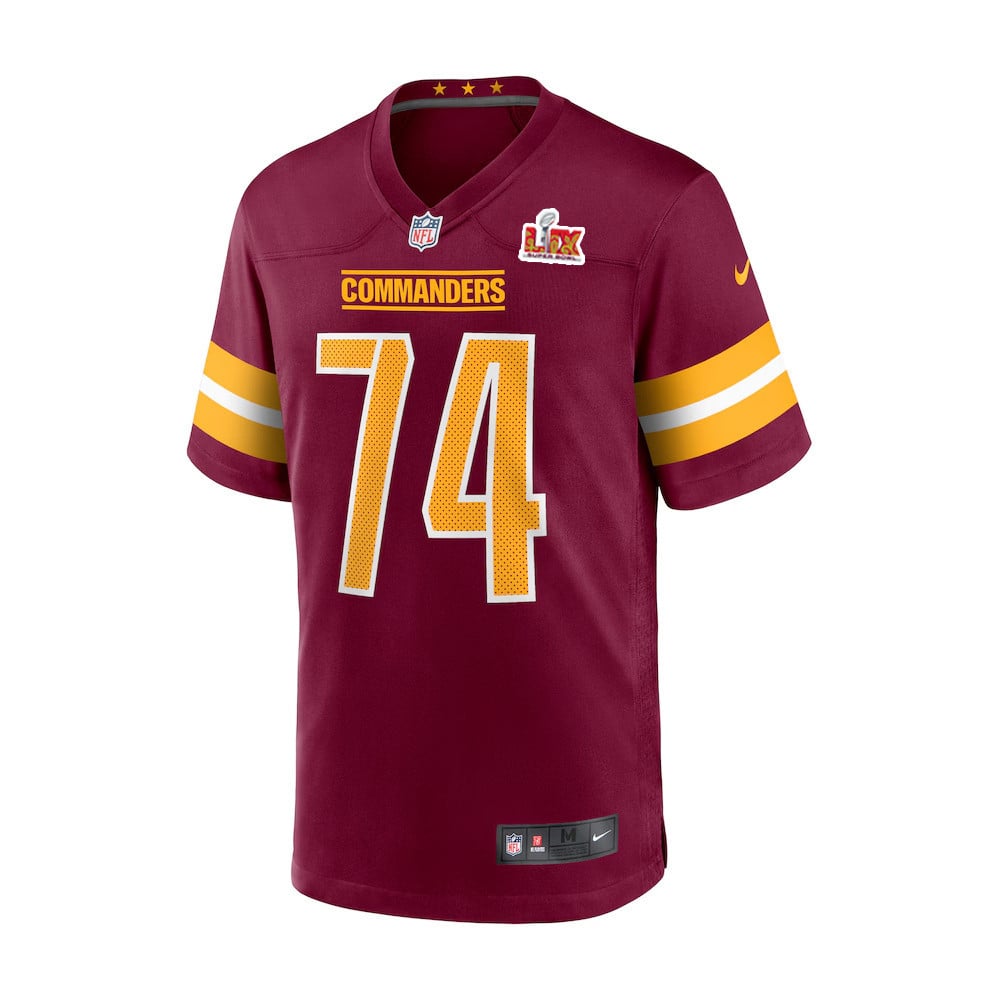 Alternative view of Brandon Coleman #74 Washington Commanders Super Bowl LIX Jersey - Men's - Burgundy JS1991 nicesnker