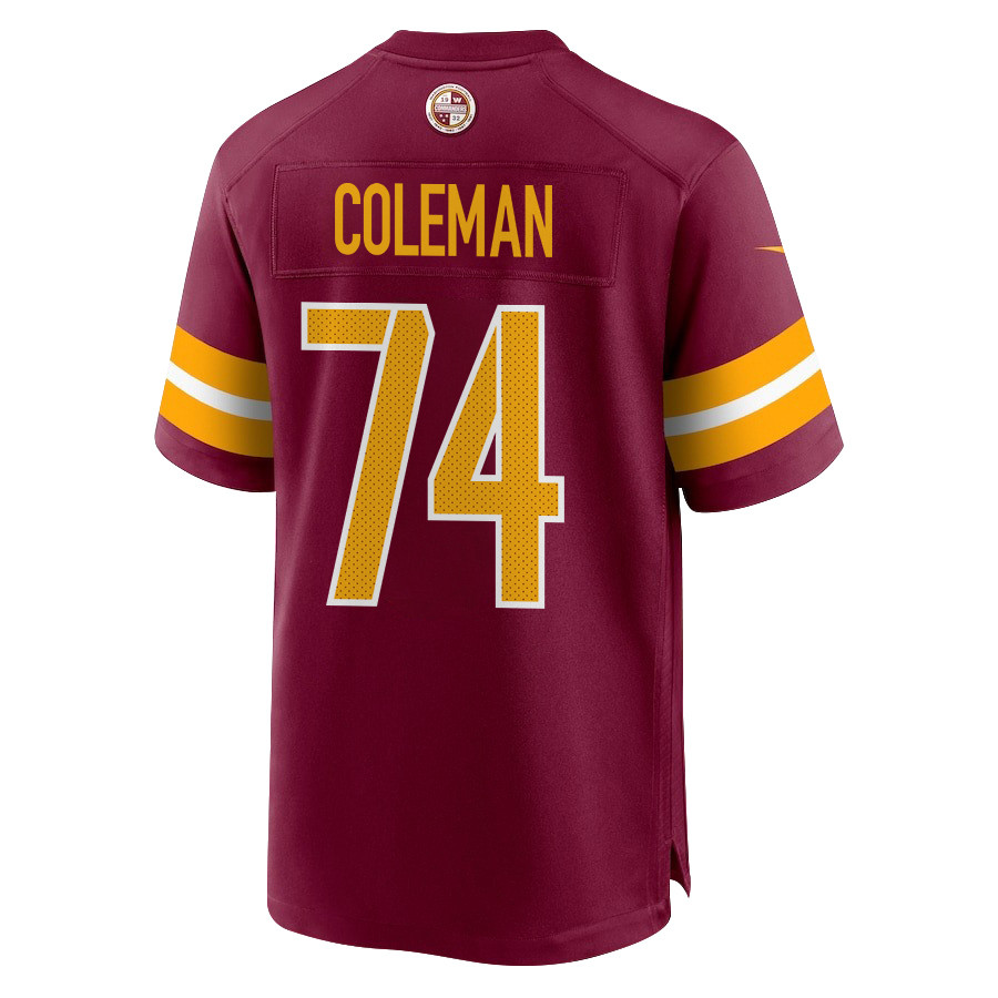 Alternative view of Brandon Coleman 74 Washington Commanders Super Bowl LIX New Orleans Patch Game Men Jersey - Burgundy JS2414 nicesnker