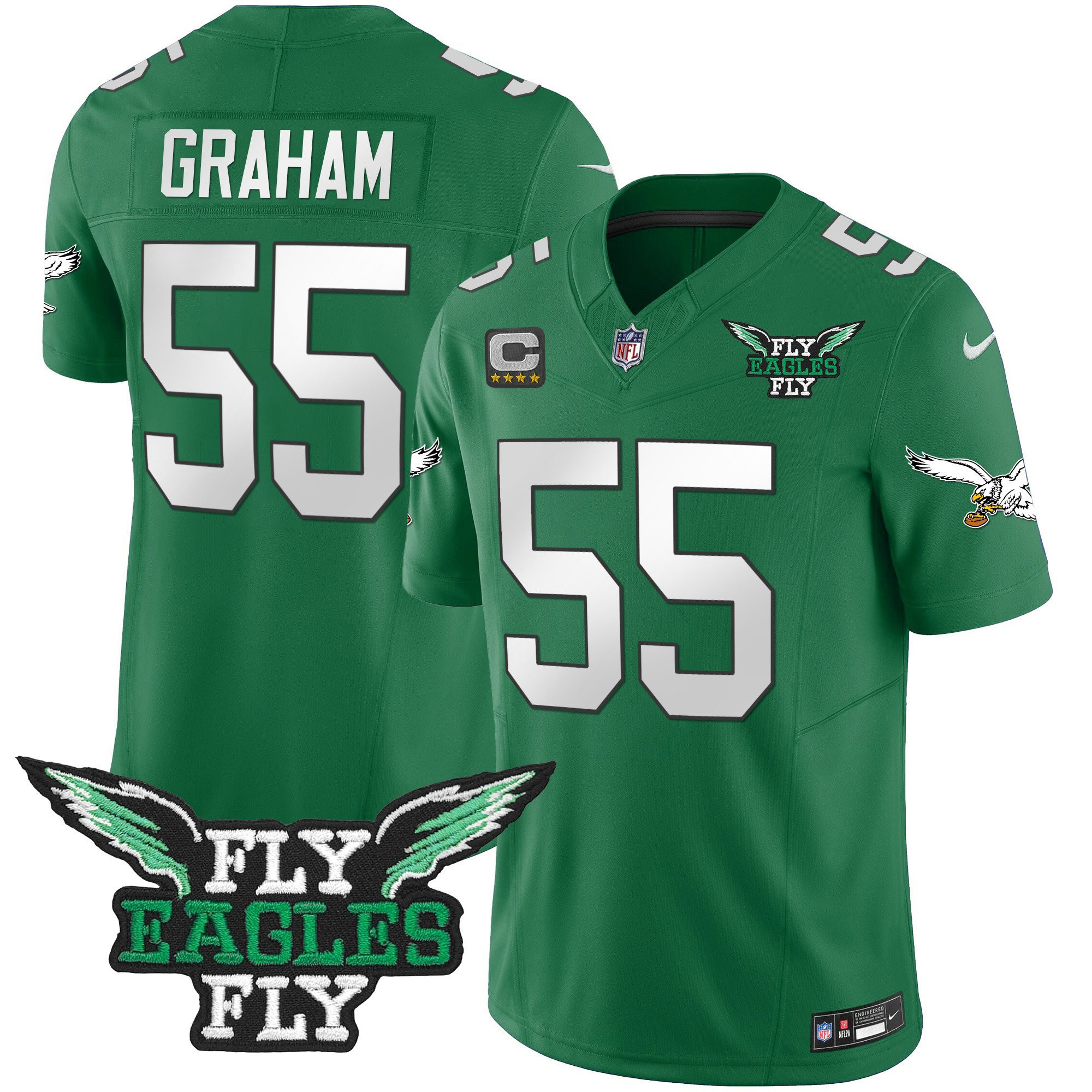 Brandon Graham 55 Philadelphia Eagles Fly Eagles Fly Patch Alternate Game Men Jersey - Kelly Green JS6637 nicesnker