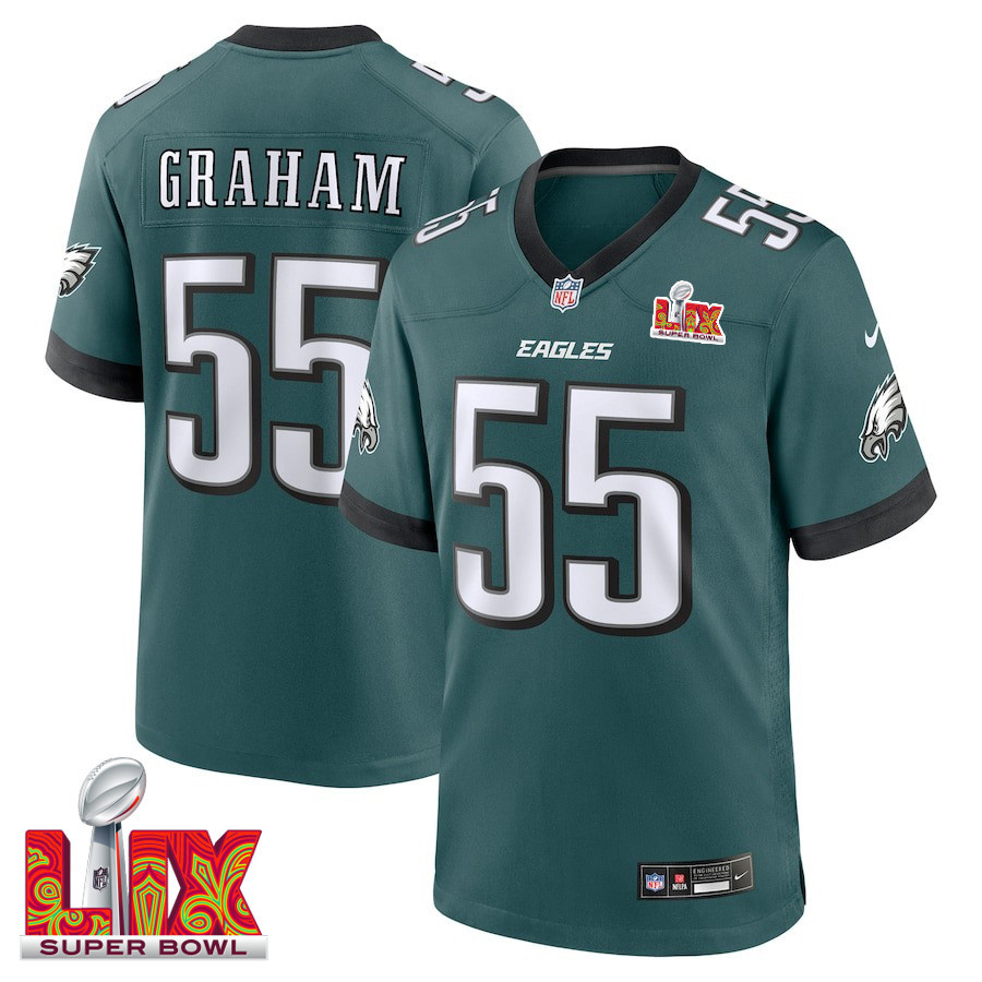 Brandon Graham #55 Philadelphia Eagles Super Bowl LIX Jersey - Men's - Midnight Green JS5860 nicesnker