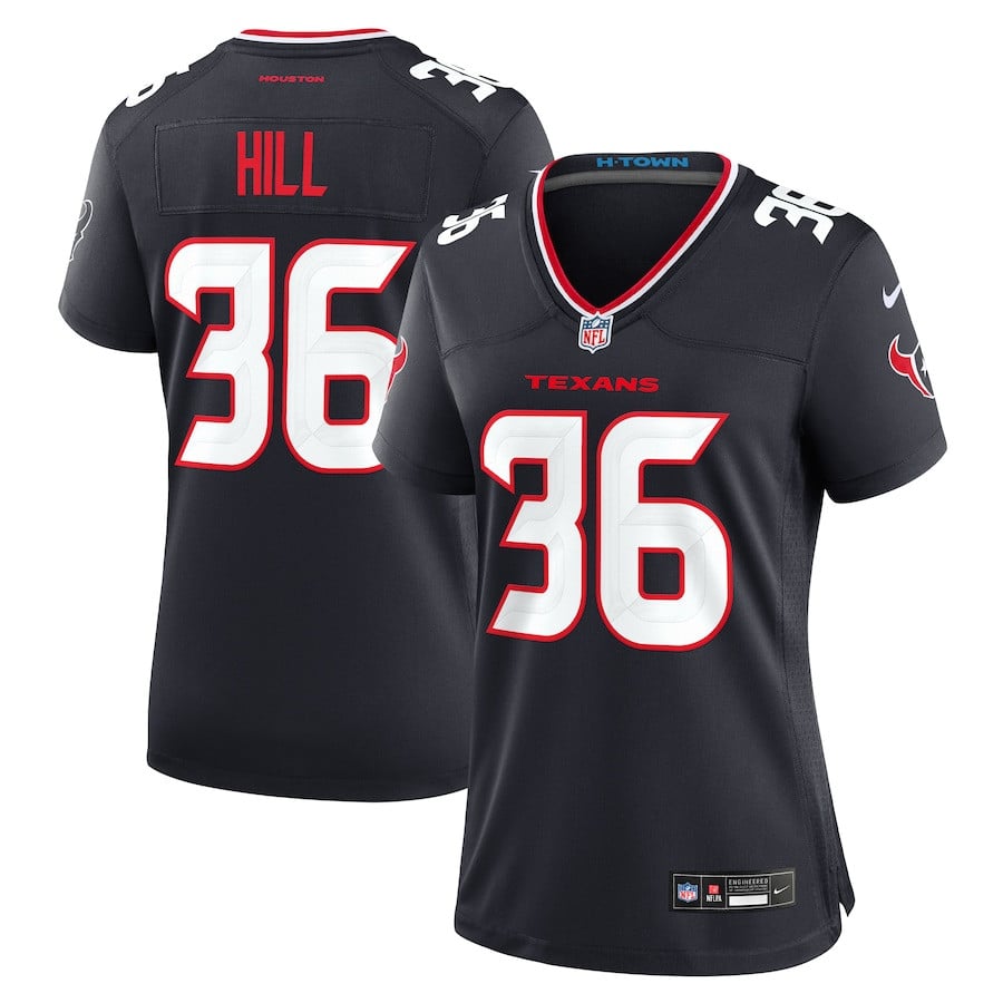 Brandon Hill 36 Houston Texans Women's Team Game Jersey - Navy JS4158 nicesnker