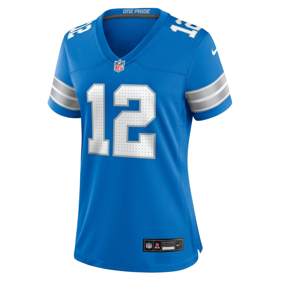 Alternative view of Brandon Joseph 12 Detroit Lions Women's Team Game Jersey - Blue JS7768 nicesnker