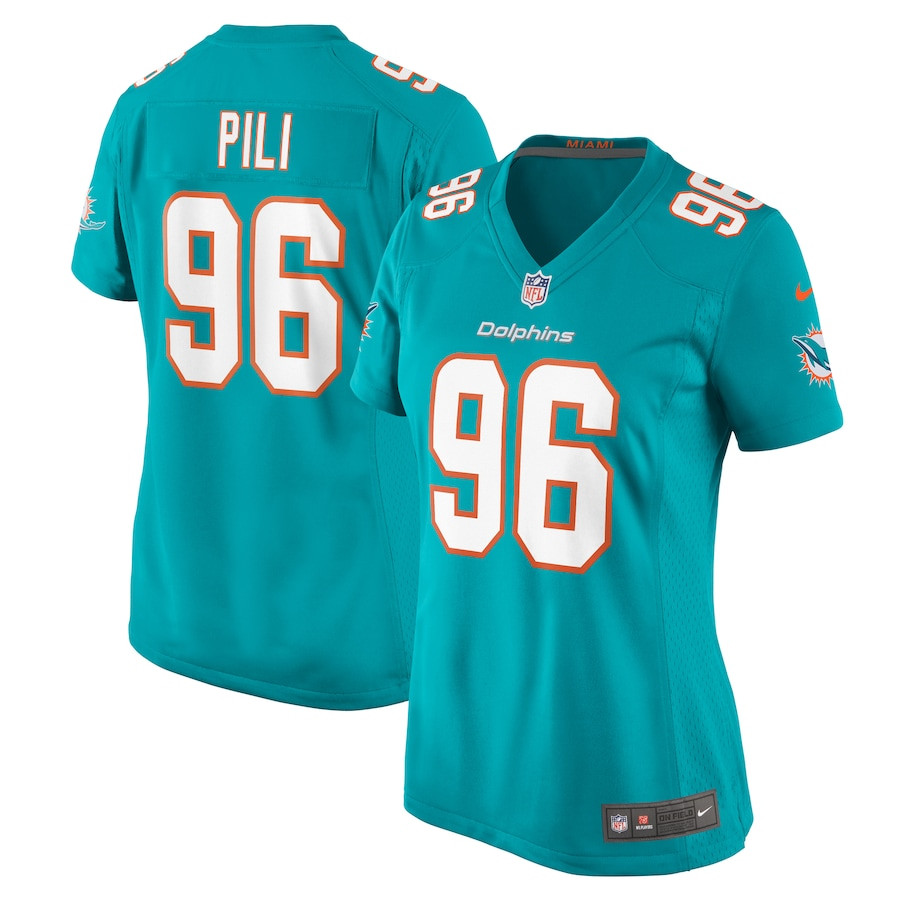 Brandon Pili 96 Miami Dolphins Women's Game Jersey - Aqua JS5848 nicesnker