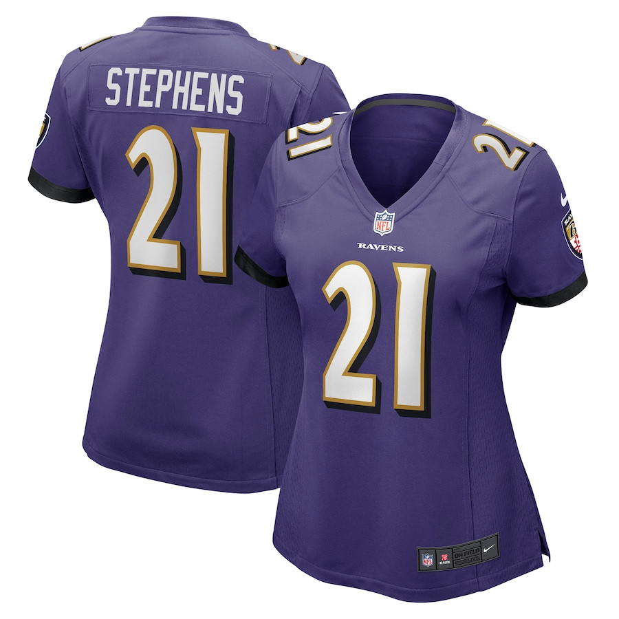 Brandon Stephens 21 Baltimore Ravens Women Game Jersey - Purple JS7826 nicesnker