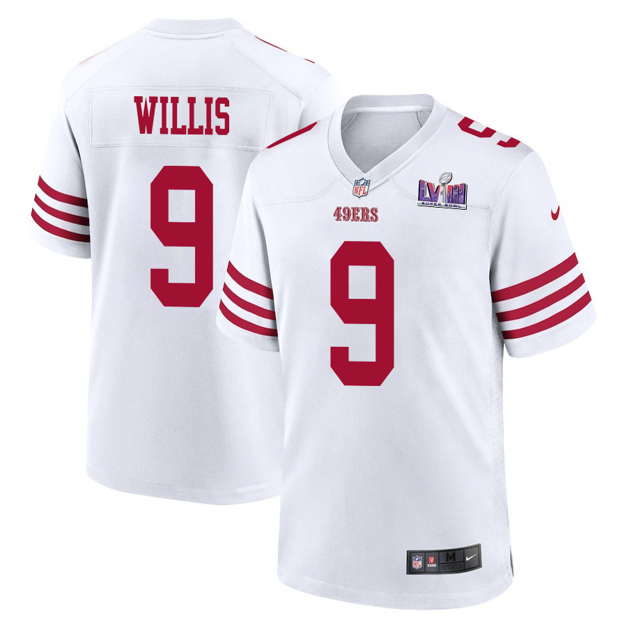 Brayden Willis 9 San Francisco 49ers Super Bowl LVIII Patch Game Men Jersey - White JS4621 nicesnker