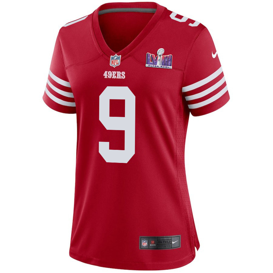 Alternative view of Brayden Willis 9 San Francisco 49ers Super Bowl LVIII Patch Game Women Jersey - Scarlet JS5292 nicesnker