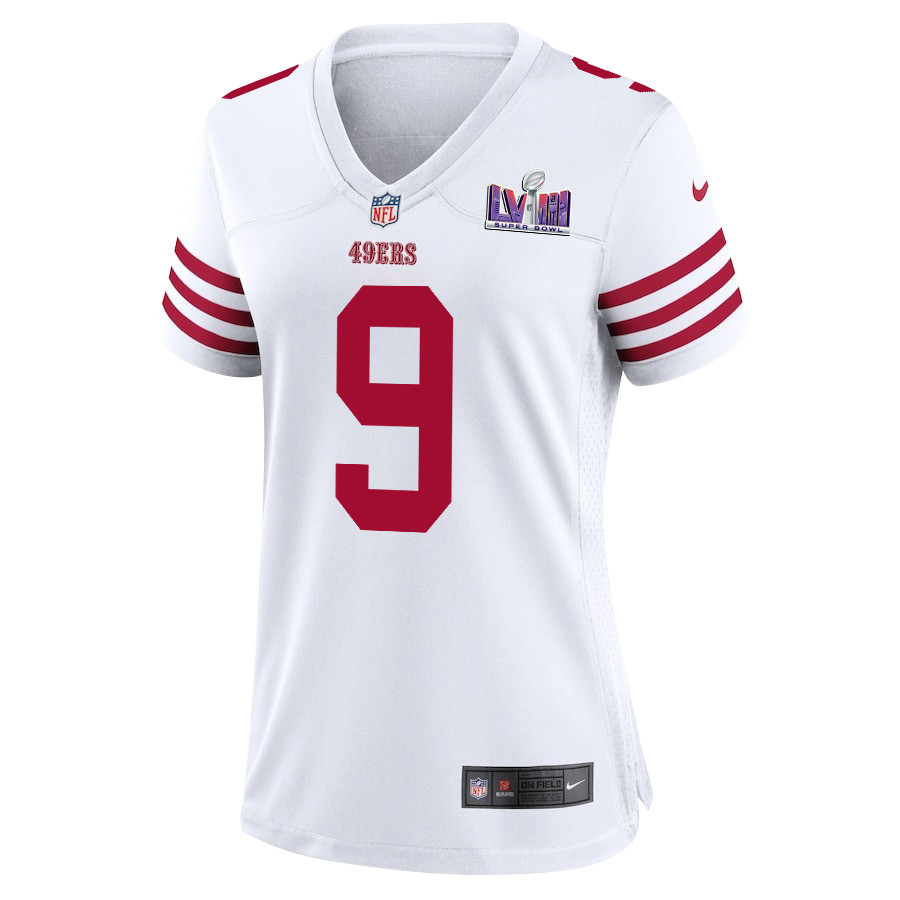 Alternative view of Brayden Willis 9 San Francisco 49ers Super Bowl LVIII Patch Game Women Jersey - White JS1573 nicesnker
