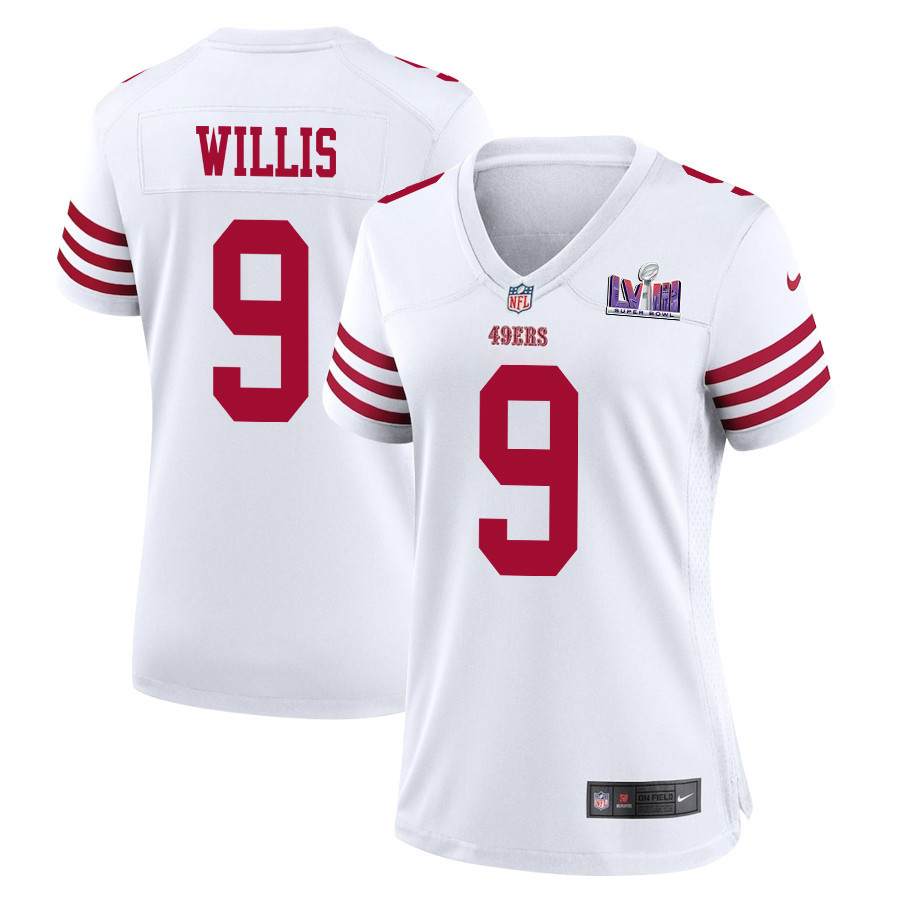 Brayden Willis 9 San Francisco 49ers Super Bowl LVIII Patch Game Women Jersey - White JS1573 nicesnker