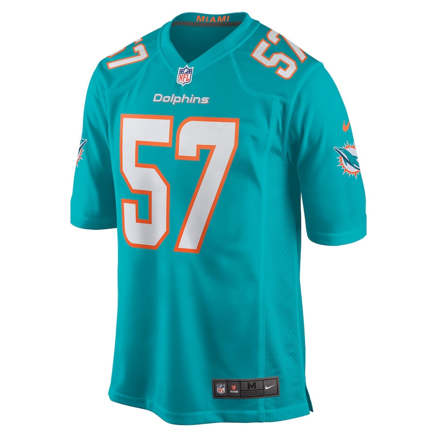 Alternative view of Brennan Scarlett 57 Miami Dolphins Men Game Jersey - Aqua JS8237 nicesnker