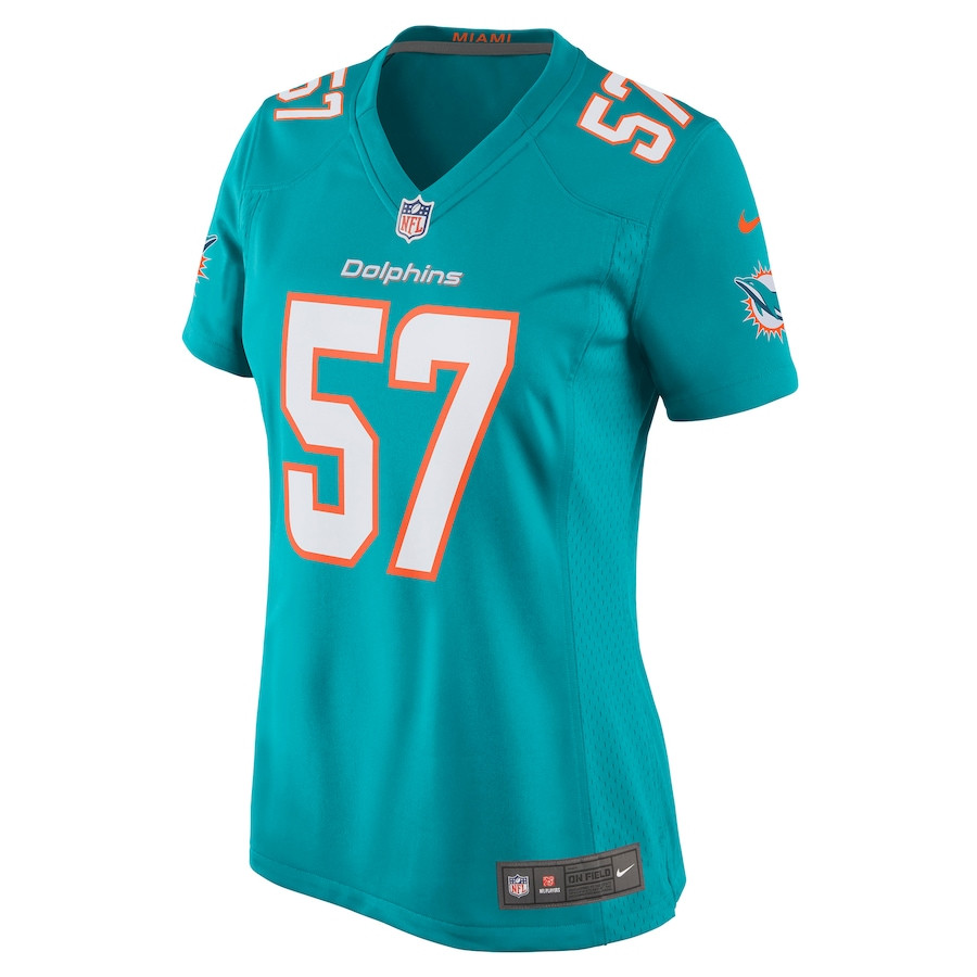 Alternative view of Brennan Scarlett 57 Miami Dolphins Women Game Jersey - Aqua JS6875 nicesnker