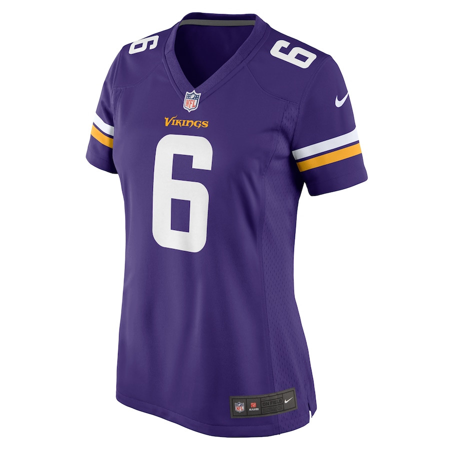 Alternative view of Brian Asamoah II 6 Minnesota Vikings Women's Game Jersey - Purple JS3081 nicesnker