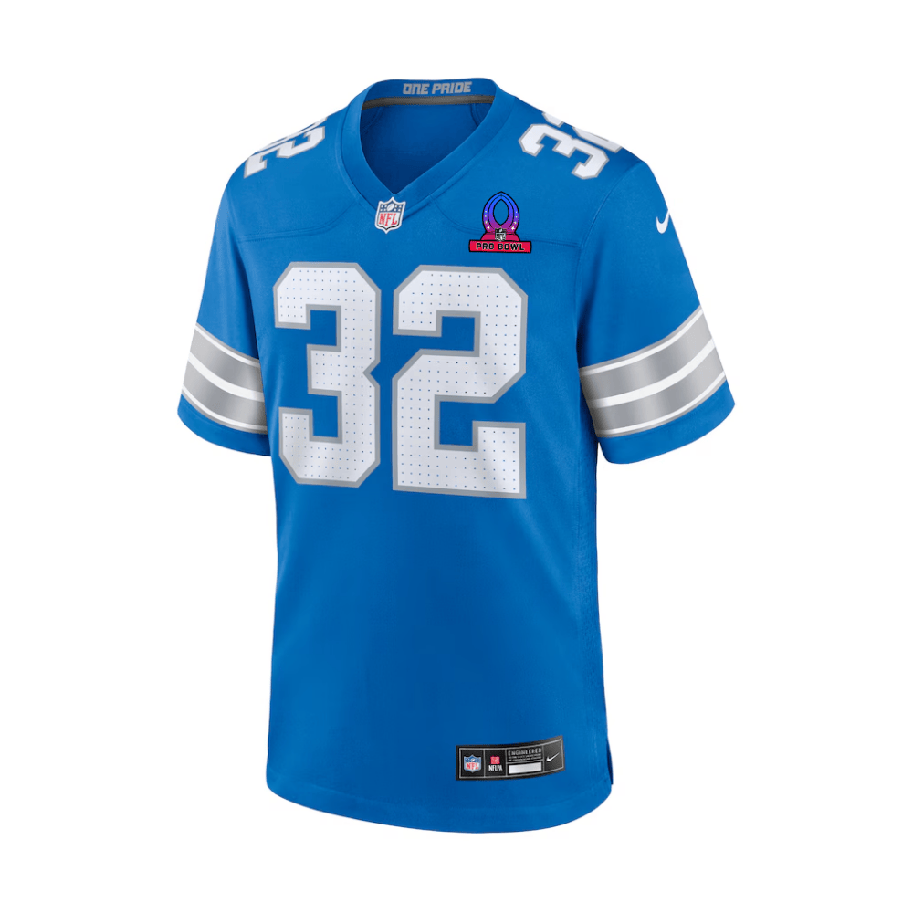 Alternative view of Brian Branch 32 Detroit Lions 2025 Pro Bowl Patch Game Men Jersey - Blue JS7856 nicesnker