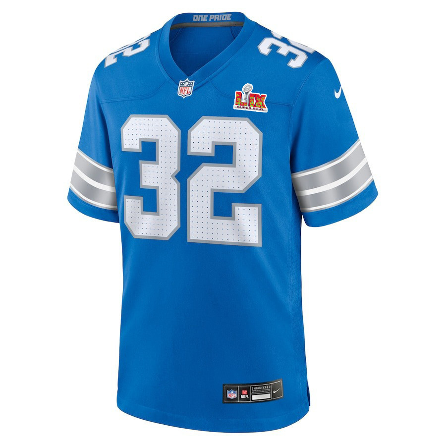Alternative view of Brian Branch #32 Detroit Lions Super Bowl LIX YOUTH Jersey - Blue JS9209 nicesnker
