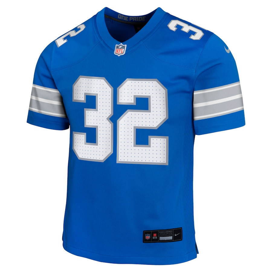 Alternative view of Brian Branch 32 Detroit Lions Team Player Game YOUTH Jersey - Blue JS4406 nicesnker
