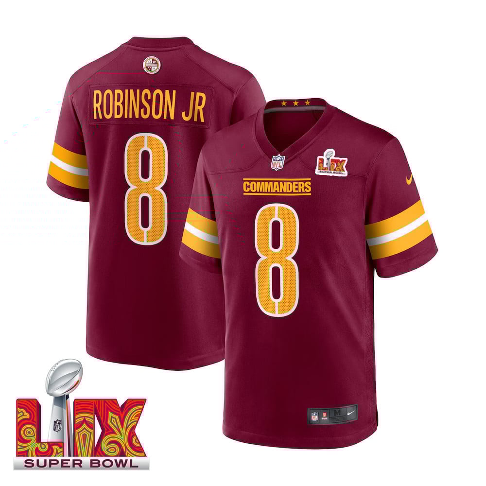 Brian Robinson #8 Washington Commanders Super Bowl LIX Jersey - Men's - Burgundy JS4028 nicesnker