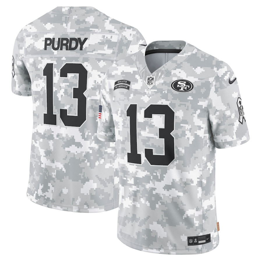 Brock Purdy 13 San Francisco 49ers 2024 Salute to Service Limited Men Jersey - Arctic Camo JS3925 nicesnker