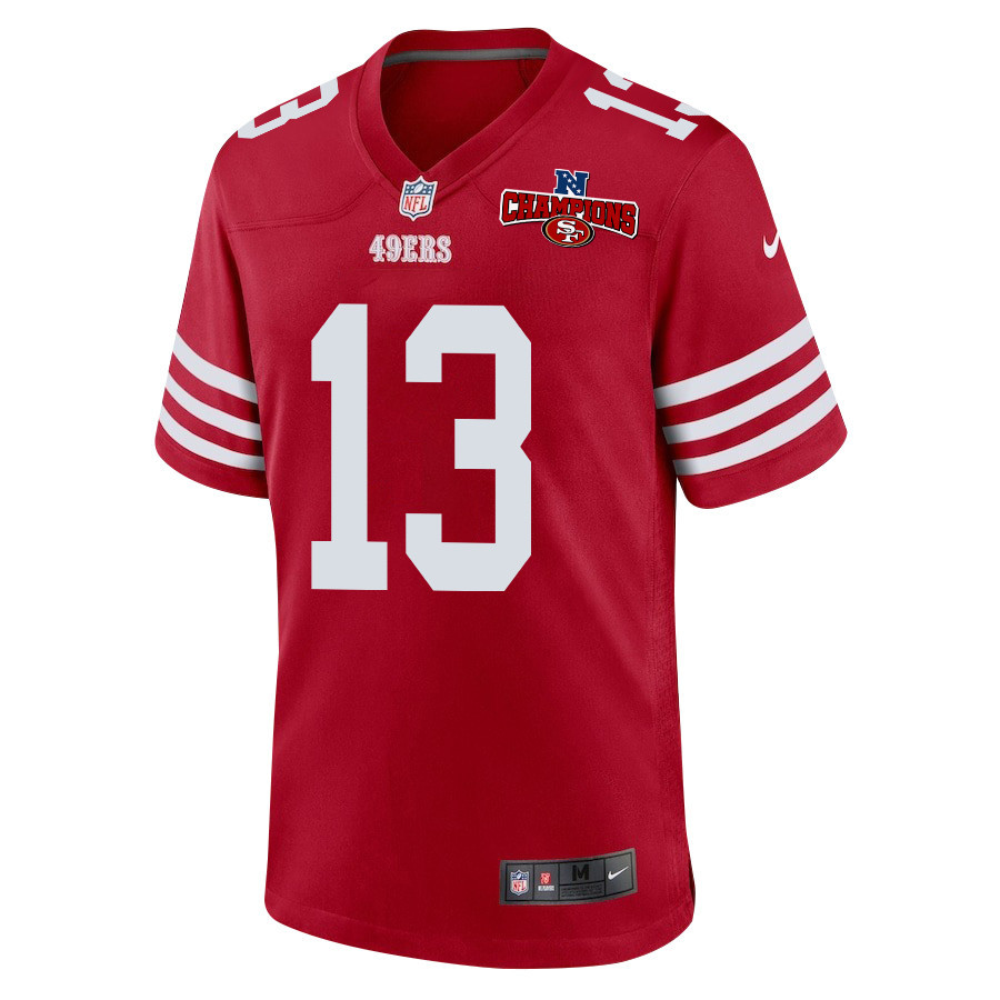 Alternative view of Brock Purdy 13 San Francisco 49ers NFC Champions Patch Game Men Jersey - Scarlet JS5699 nicesnker
